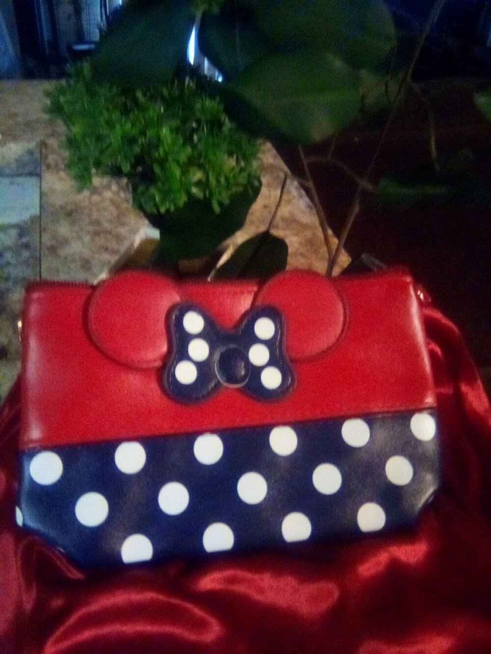 New Black Murine Makeup Bag Cosmetic White Polka Dots Red Toiletry Organizer